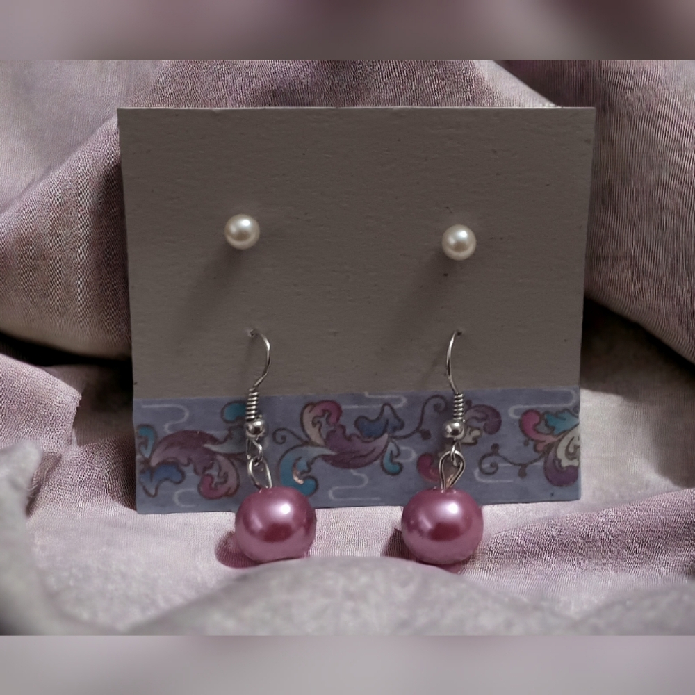 Pink French Hook Earring Set